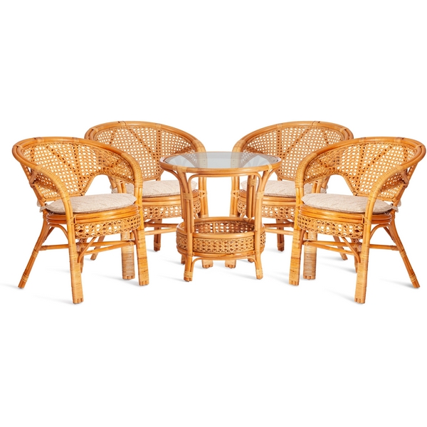 

Комплект Tetchair "PELANGI" 02/15 ( стол со стеклом + 4 кресла ) [с подушками], 10534