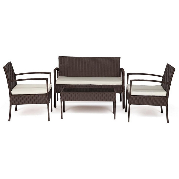Лаундж сет (диван+2кресла+столик+подушки) (mod. 210000) коричневый, ткань: DB-02 (пластиковый ротанг) Tetchair 110393 11941
