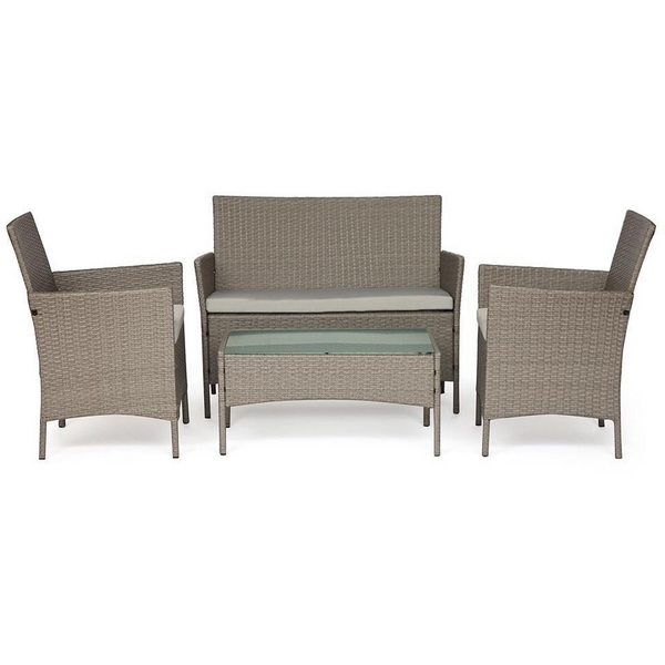 Лаундж сет (диван+2кресла+столик+подушки) (mod. 210013 А) серый, ткань: DB-11 светло-серый (пластиковый ротанг) Tetchair 110394 11947