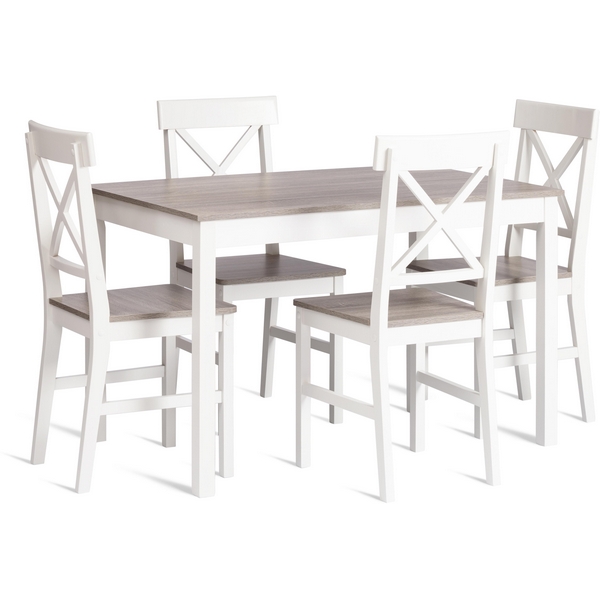

Обеденный комплект Хадсон (стол + 4 стула)/ Hudson Dining Set (mod.0104) (МДФ /Белый,Серый) Tetchair, Hudson Dining Set 21336
