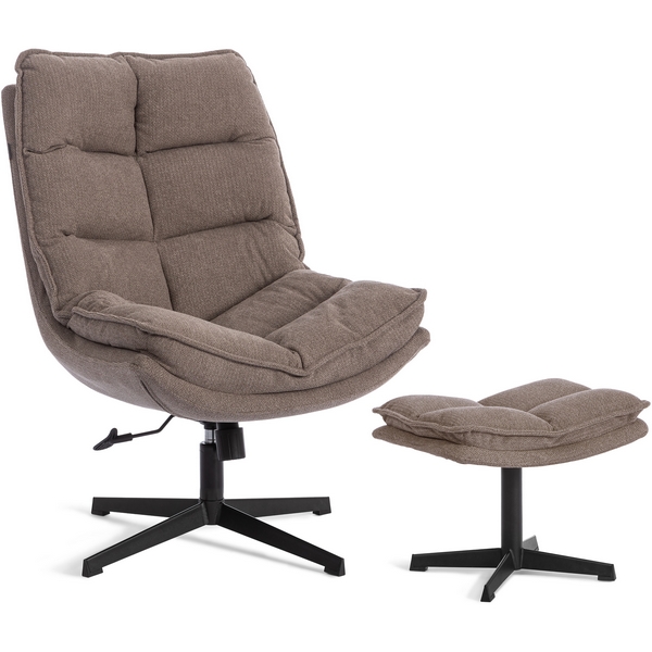 

Кресло лаунж Reflex/Рефлекс с пуфом велюр/букле (HYP), бежевый Tetchair 25507, 25507