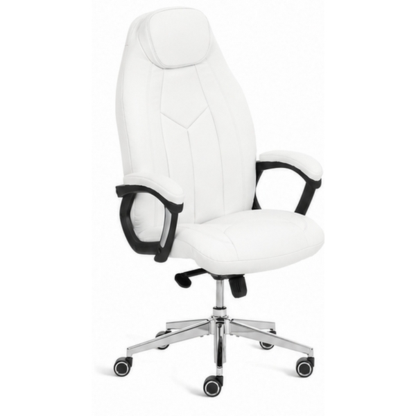 Кресло Босс Люкс/Boss Lux (26) хром Экокожа LUX Classic 18-01, белый Tetchair 25931