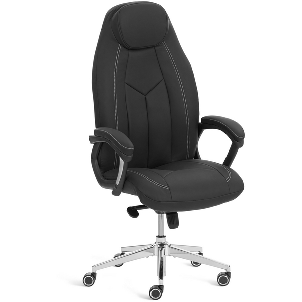 Кресло Босс Люкс/Boss Lux (26) хром Экокожа LUX Classic 18-22, черный Tetchair 25932