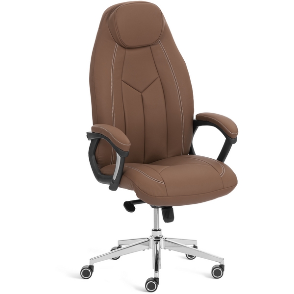 Кресло Босс Люкс/Boss Lux (26) хром Экокожа LUX Classic 18-24, коричневый Tetchair 25933