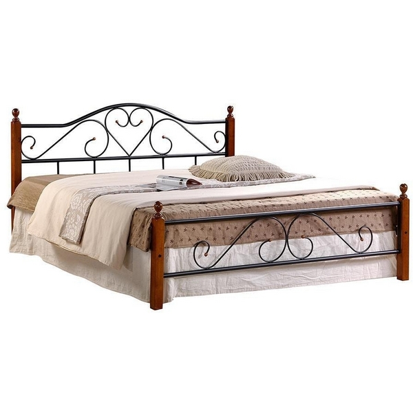 

Кровать AT-815 дерево гевея/металл, 140*200 см (Double bed), красный дуб/черный Tetchair AT 5504, AT 5504