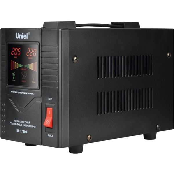 

Стабилизатор релейный однофазный, 0,5 кВА Uniel RS-1/500, RS-1/500