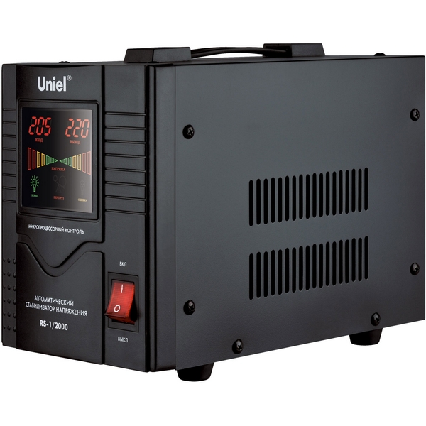 

Стабилизатор релейный однофазный, 2,0 кВА. Uniel RS-1/2000, RS-1/2000