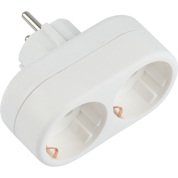 Изображение товара Разветвитель сетевой 2 гнезда 16А 3500Вт белый Uniel S-GES2-16O