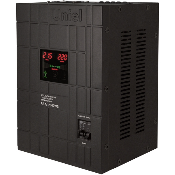 

Стабилизатор напряжения релейный однофазный настенный, с гальванической развязкой, 12000ВА Uniel RS-1/12000WS, RS-1/12000WS