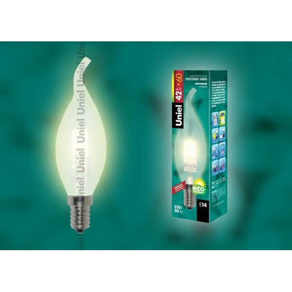 

Лампочка галогеновая HCL-42/FR/E14 Uniel flame, HCL-42/FR/E14 flame