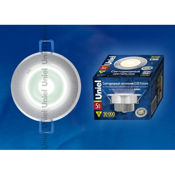 Встраиваемый светильник светодиодный ULM-R31-5W/NW IP20 Sand Silver картон (Uniel)