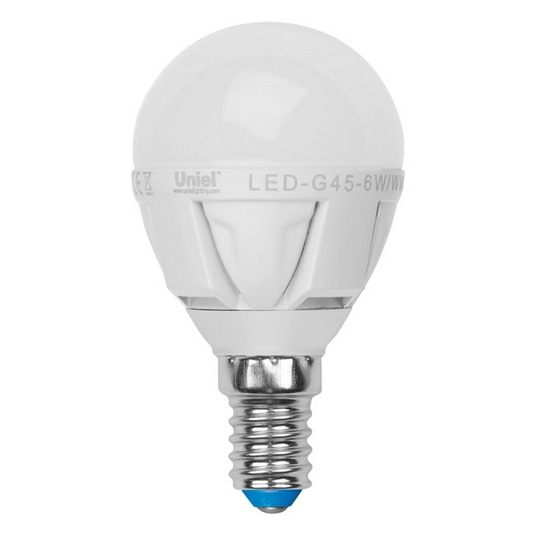 

Лампочка светодиодная LED-G45-6W/NW/E14/FR ALP01WH пластик Uniel, LED-G45-6W/NW/E14/FR ALP01WH пластик