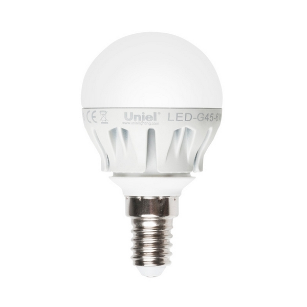 

Лампочка светодиодная LED-G45-6W/NW/E14/FR ALM01WH пластик Uniel, LED-G45-6W/NW/E14/FR ALM01WH пластик