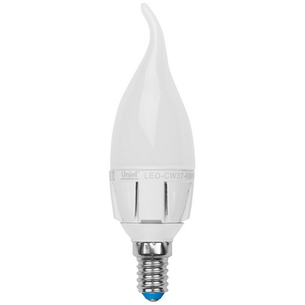 

Лампочка светодиодная LED-CW37-6W/NW/E14/FR/DIM ALP01WH пластик Uniel, LED-CW37-6W/NW/E14/FR/DIM ALP01WH пластик