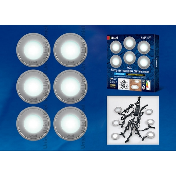 

Встраиваемый светильник уличный светодиодный ULM-R06-0,5W*6/NW IP67 картон Uniel SILVER, Серебро, ULM-R06-0,5W*6/NW IP67 SILVER картон