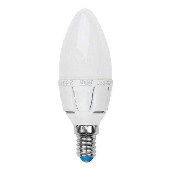 

Лампочка светодиодная LED-C37-6W/WW/E14/FR/DIM PLP01WH картон Uniel, LED-C37-6W/WW/E14/FR/DIM PLP01WH картон