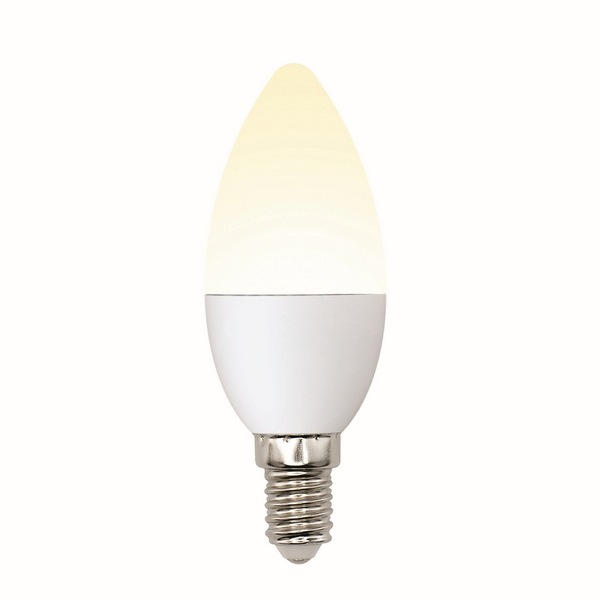 

Лампочка светодиодная LED-C37-6W/WW/E14/FR/MB PLM11WH картон Uniel, LED-C37-6W/WW/E14/FR/MB PLM11WH картон