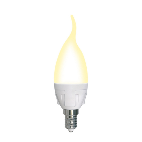 

Лампочка светодиодная LED-CW37 7W/3000K/E14/FR/DIM PLP01WH картон Uniel, LED-CW37 7W/3000K/E14/FR/DIM PLP01WH картон
