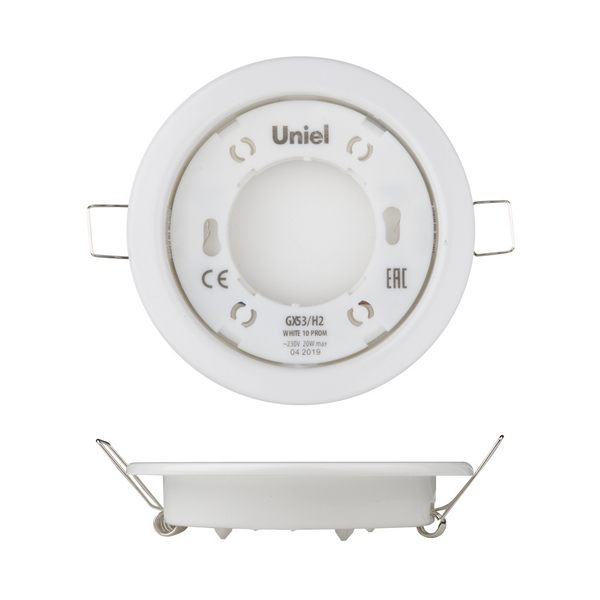 

Встраиваемый светильник круглый GX53/H2 PROM Uniel WHITE 10, Белый, GX53/H2 WHITE 10 PROM