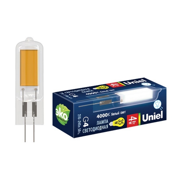 

Лампочка светодиодная LED-JC-220/6W/4000K/G4/CL GLZ08TR картон Uniel, LED-JC-220/6W/4000K/G4/CL GLZ08TR картон