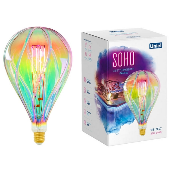 

Лампочка светодиодная LED-SF31-5W/SOHO/E27/CW GLS77RB Uniel RAINBOW, LED-SF31-5W/SOHO/E27/CW RAINBOW GLS77RB