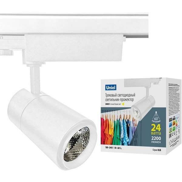 

Трековый светильник трехфазный 220V светодиодный ULB-T52-24W/3000K/H WHITE IP40 (Uniel), Белый, ULB-T52-24W/3000K/H WHITE
