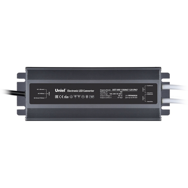 

Блок питания ультратонкий 150Вт Uniel UET-VAF-150A67 12V IP67 2 выхода, UET-VAF-150A67 12V IP67 2 выхода