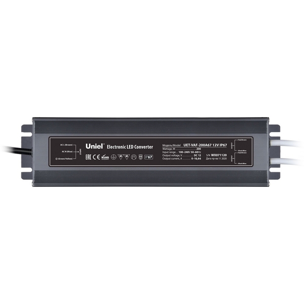 

Блок питания ультратонкий 200Вт Uniel UET-VAF-200A67 12V IP67 2 выхода, UET-VAF-200A67 12V IP67 2 выхода