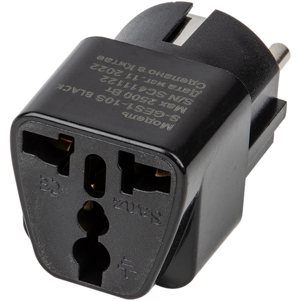 

Переходник сетевой, 10А, 2500Вт, с заземлением, черный Uniel Сетевые переходники S-GES1-10S BLACK, Сетевые переходники S-GES1-10S BLACK