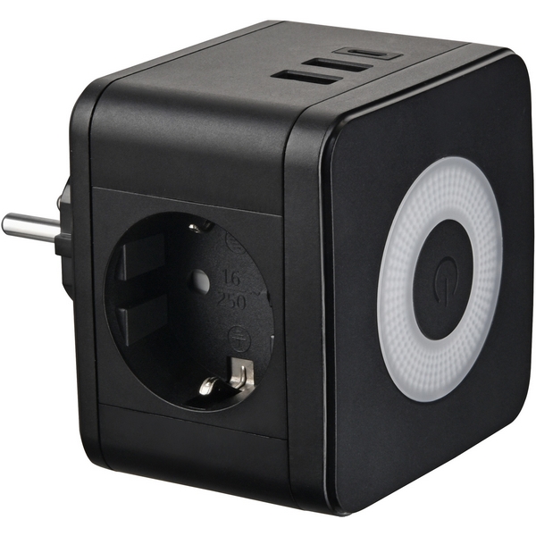 Изображение товара Разветвитель сетевой с выключателем и USB оутлетами Uniel S-GES2-16SBUC BLACK