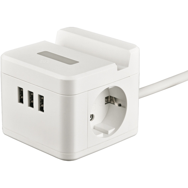 Изображение товара Удлинитель с заземлением Uniel Standard S-GCD2-1,5SBUH WHITE с 2 гнездами и 3 USB