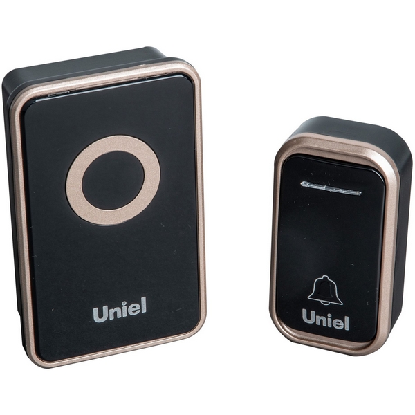 Изображение товара Электронный звонок 220В черный с золотистым Uniel UDB-094W-R1T1-38S-BL/GL