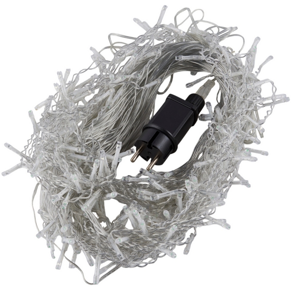 Изображение товара Гирлянда Бахрома светодиодная с эффектом мерцания 12м. соединяемая 195 светодиодов, синий и белый свет Uniel ULD-B12006-195/TTK BLUE-WHITE IP44