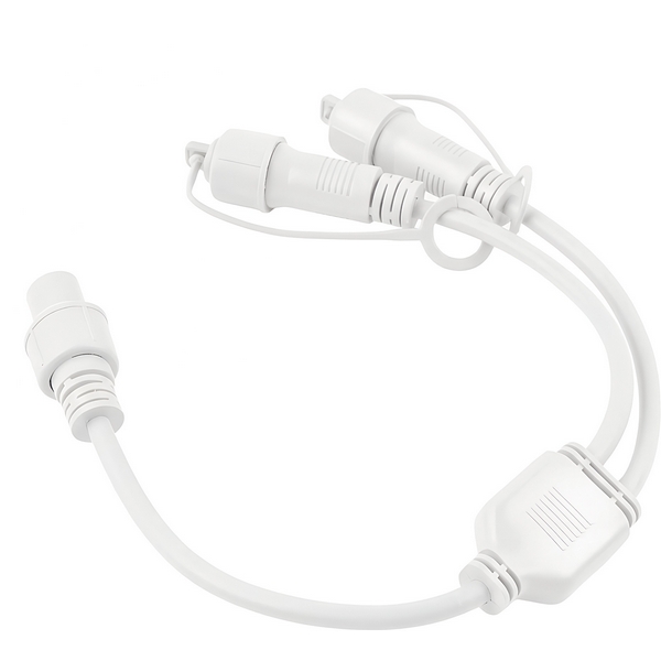 Изображение товара Провод-разветвитель для гирлянд серии F90PRO 0,4м. 2 выхода статика/мерцание IP67 белый Uniel UCX-F90 S2/0.4M/WH