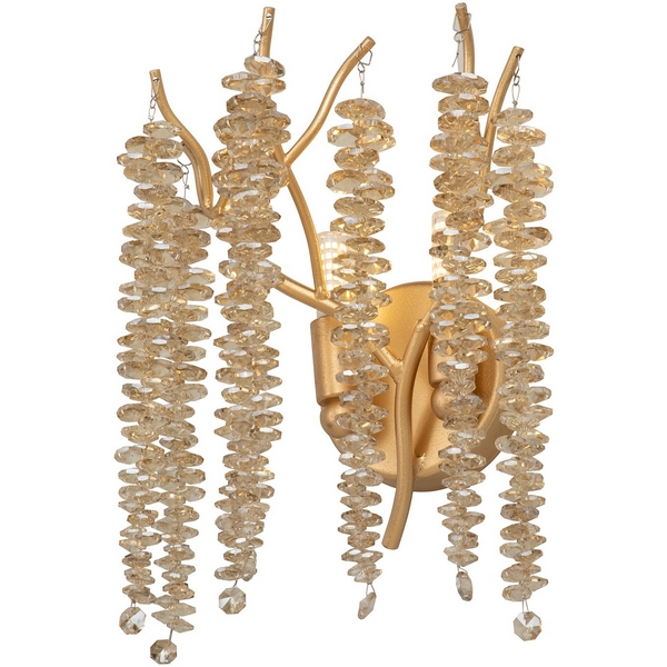 Изображение товара Настенный светильник Vitaluce V28550-8/2A в стиле Арт-Деко золотой Янтарный плафон