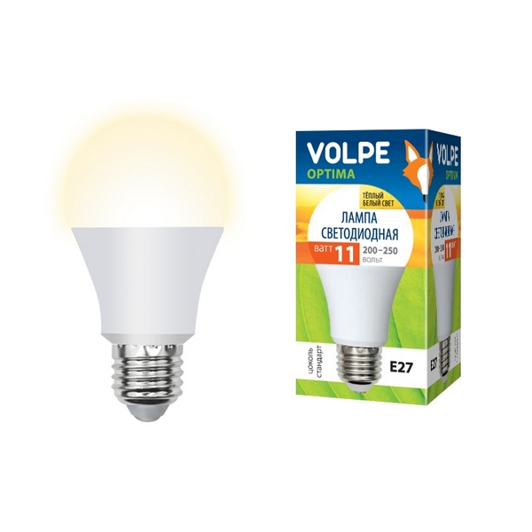 

Лампочка светодиодная LED-A60-11W/WW/E27/FR/O картон (Volpe), LED-A60-11W/WW/E27/FR/O картон