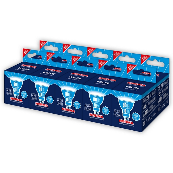 

Лампа светодиодная Volpe Norma LED-JCDR-10W/NW/GU10/NR Набор из 10штук форма JCDR матовая белый свет 4000K, Norma LED-JCDR-10W/NW/GU10/NR Набор из 10штук