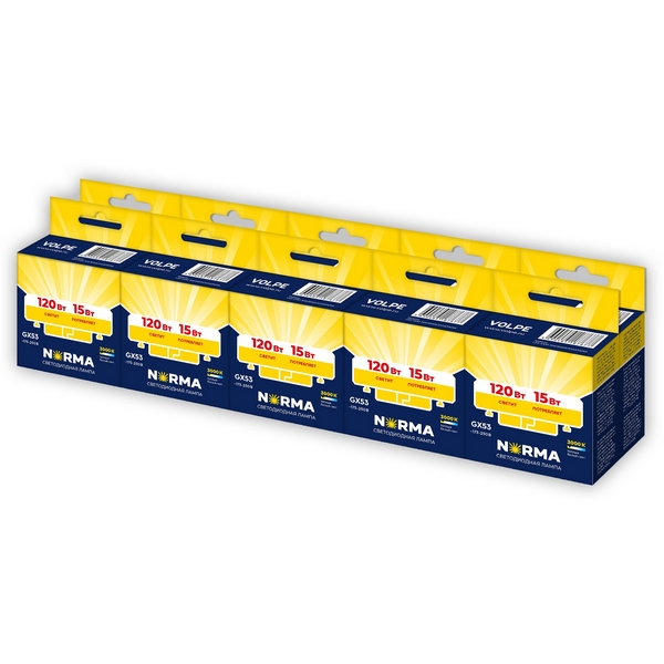 

Лампа светодиодная, матовая, теплый белый свет 3000K Volpe Norma LED-GX53-15W/3000K/GX53/FR/NR Набор из 10штук, Norma LED-GX53-15W/3000K/GX53/FR/NR Набор из 10штук