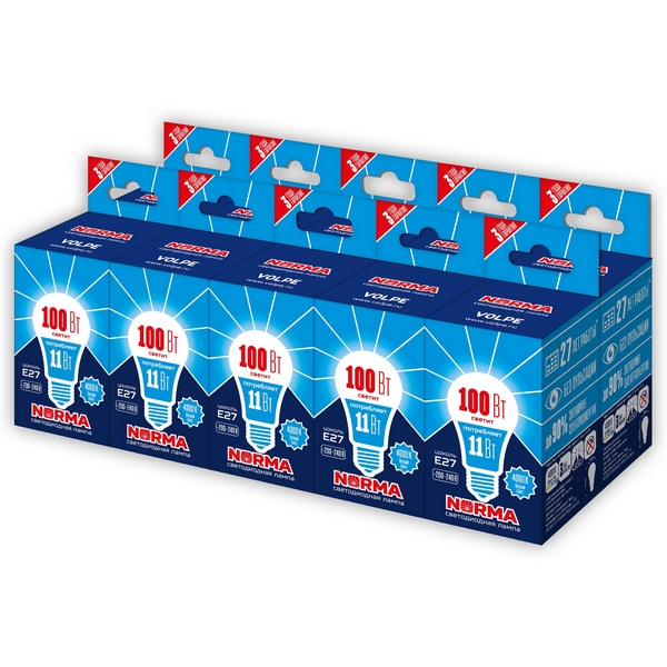 Изображение товара [Лампа] Volpe LED-A60-11W/NW/E27/FR/NR Набор из 10шт 4000K матовая белый свет