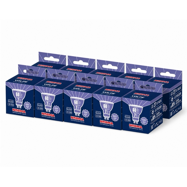 Лампа светодиодная "JCDR", матовая 6500K (упаковка 10 штук) Volpe Norma LED-JCDR-7W/6500K/GU10/NR SET10