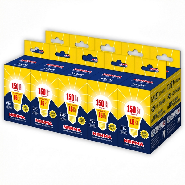 

Лампочка светодиодная E27 16Вт Volpe NORMA LED-A60-16W/WW/E27/FR/NR SET10, Norma LED-A60-16W/WW/E27/FR/NR SET10