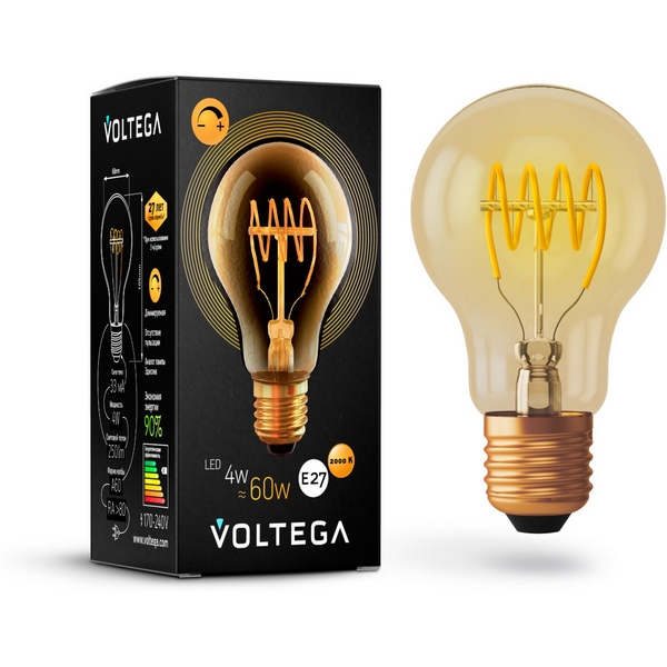 

Лампочка светодиодная 2000K 250Lm E27x4W Voltega LOFT led 7078, General purpose bulb 7078