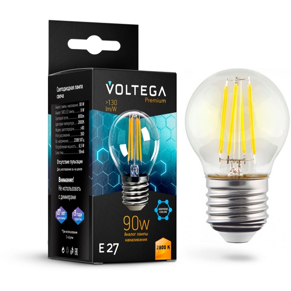 

Лампочка светодиодная E27 9W Graphene Voltega Globe 7138, Globe E27 9W Graphene 7138