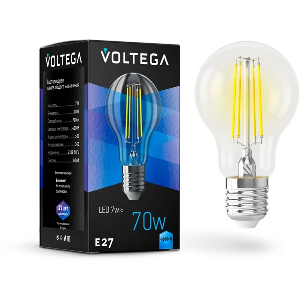 

Лампочка светодиодная General purpose E27 7W Voltega bulb 7141, General purpose bulb E27 7W 7141
