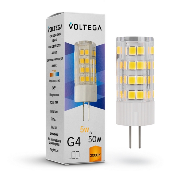 

Светодиодная лампа Voltega Simple 7183 Capsule 5W 3000K G4, Capsule G4 7183