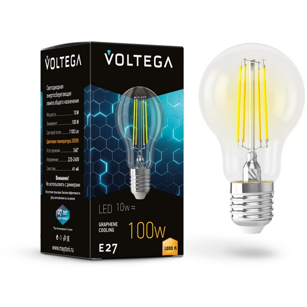 

Светодиодная лампа A60 10W 3000K E27 Voltega General purpose bulb 7228, General purpose bulb 7228