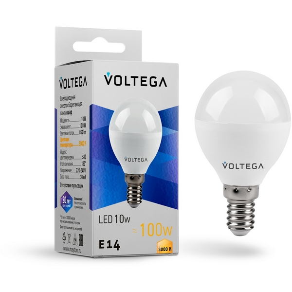 

Светодиодная лампа Simple Globe 10W 3000K E14 Voltega Globe 10W 7231, Globe 10W 7231