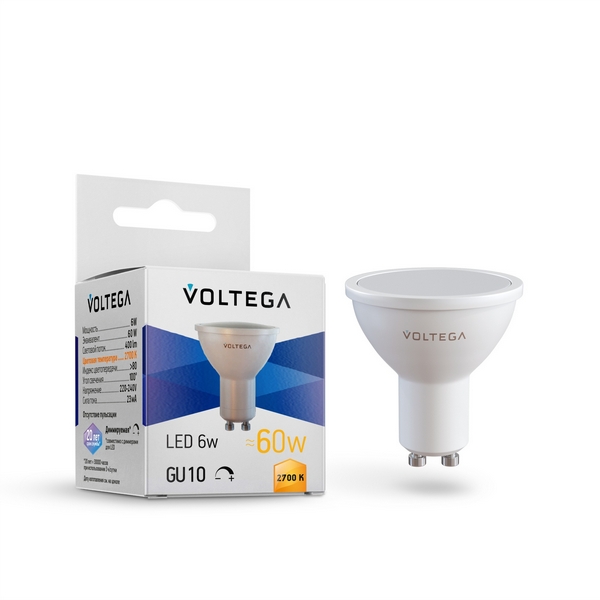 

Светодиодная лампа Simple MR16 6W 2700K 110 GU10 DIM Voltega Sofit dim GU10 7238, Sofit dim GU10 7238