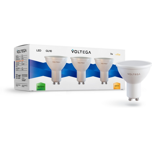 

Светодиодная лампа Simple MR16 7W 3000K 110 GU10 3шт. Voltega Sofit GU10 7249, Sofit GU10 7249