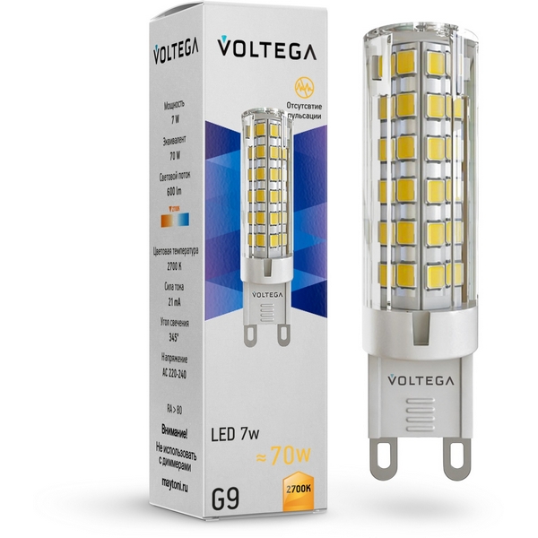 

Светодиодная лампа 7W 2700K G9 Voltega Capsule G9 7263, Capsule G9 7263